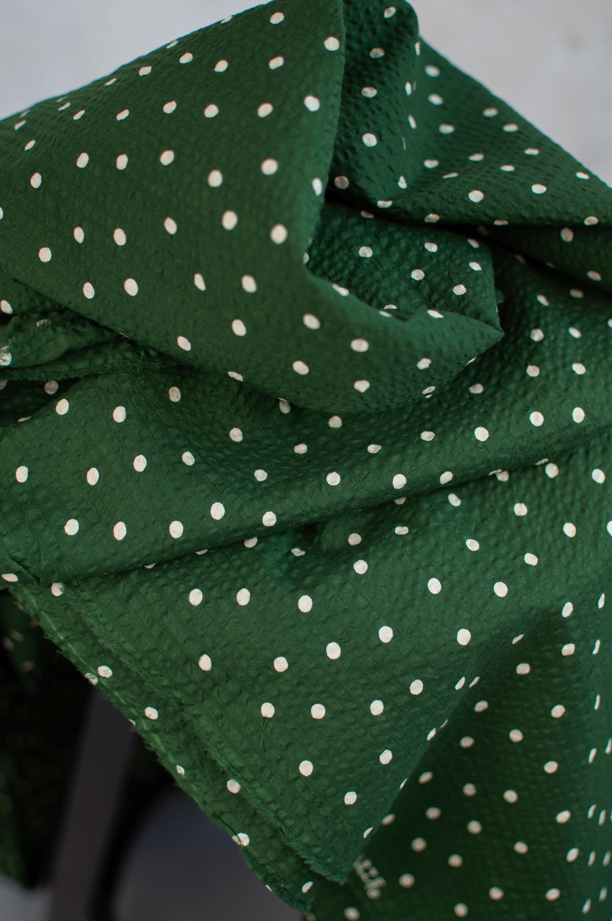 Haru Green Dots Japanese Seersucker