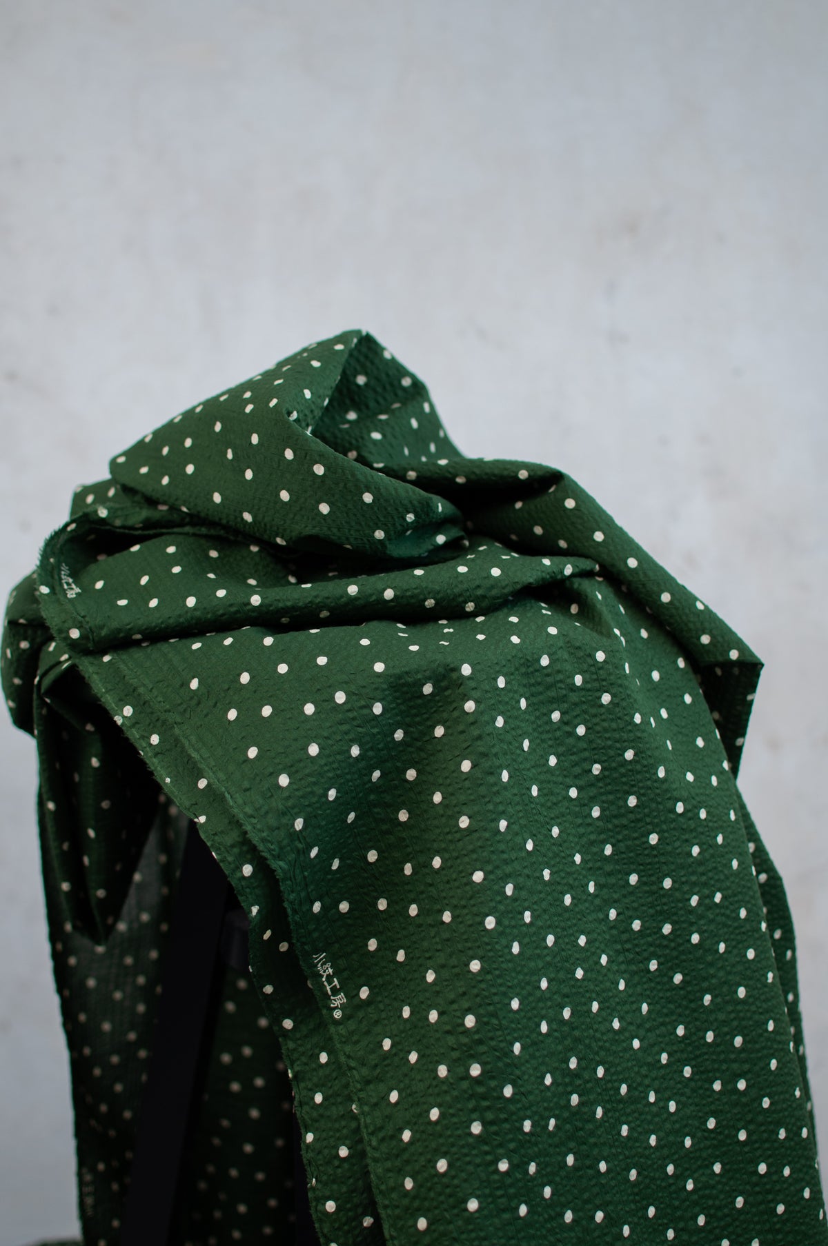 Haru Green Dots Japanese Seersucker