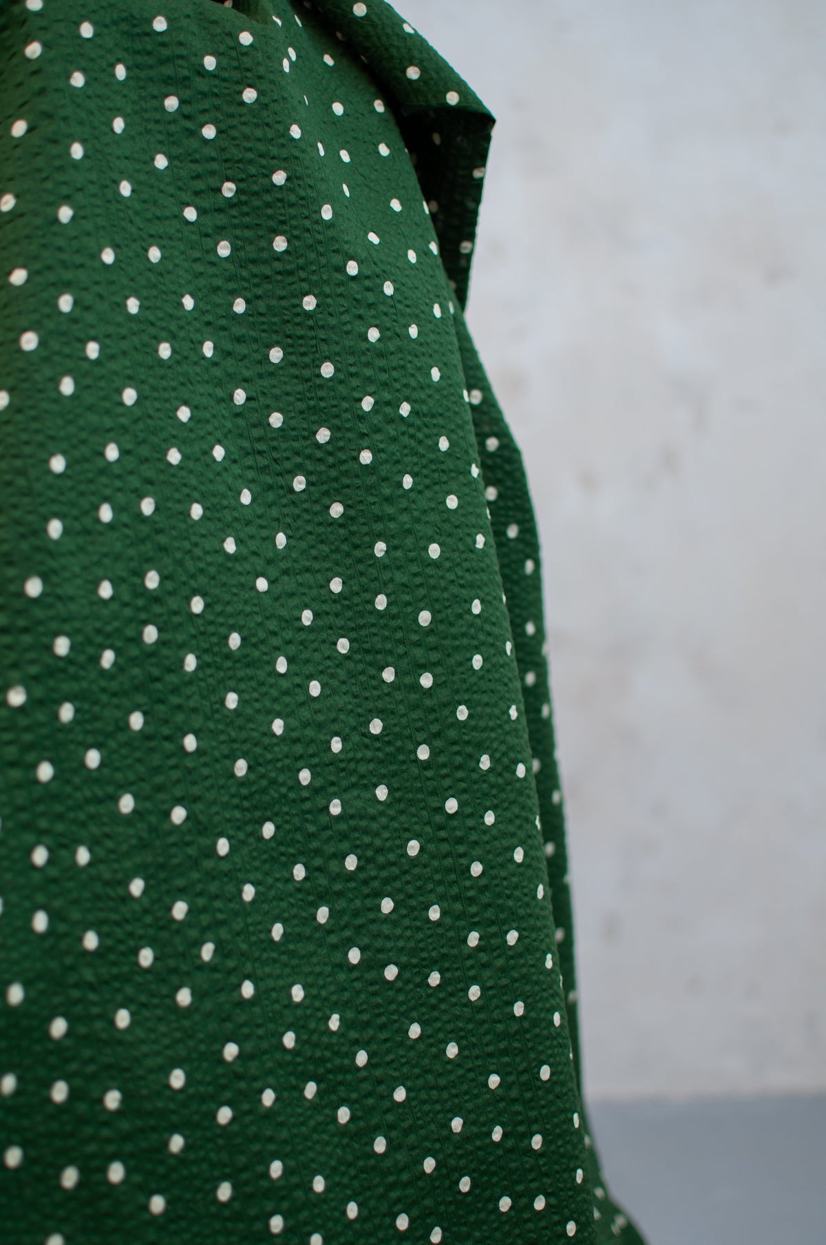 Haru Green Dots Japanese Seersucker