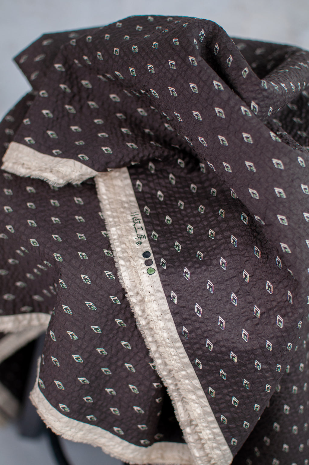 Hishi Dark Moss Japanese Seersucker