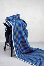 Koshi Blue Brown Checked Japanese Seersucker