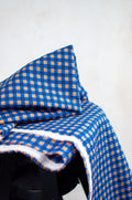 Koshi Blue Brown Checked Japanese Seersucker