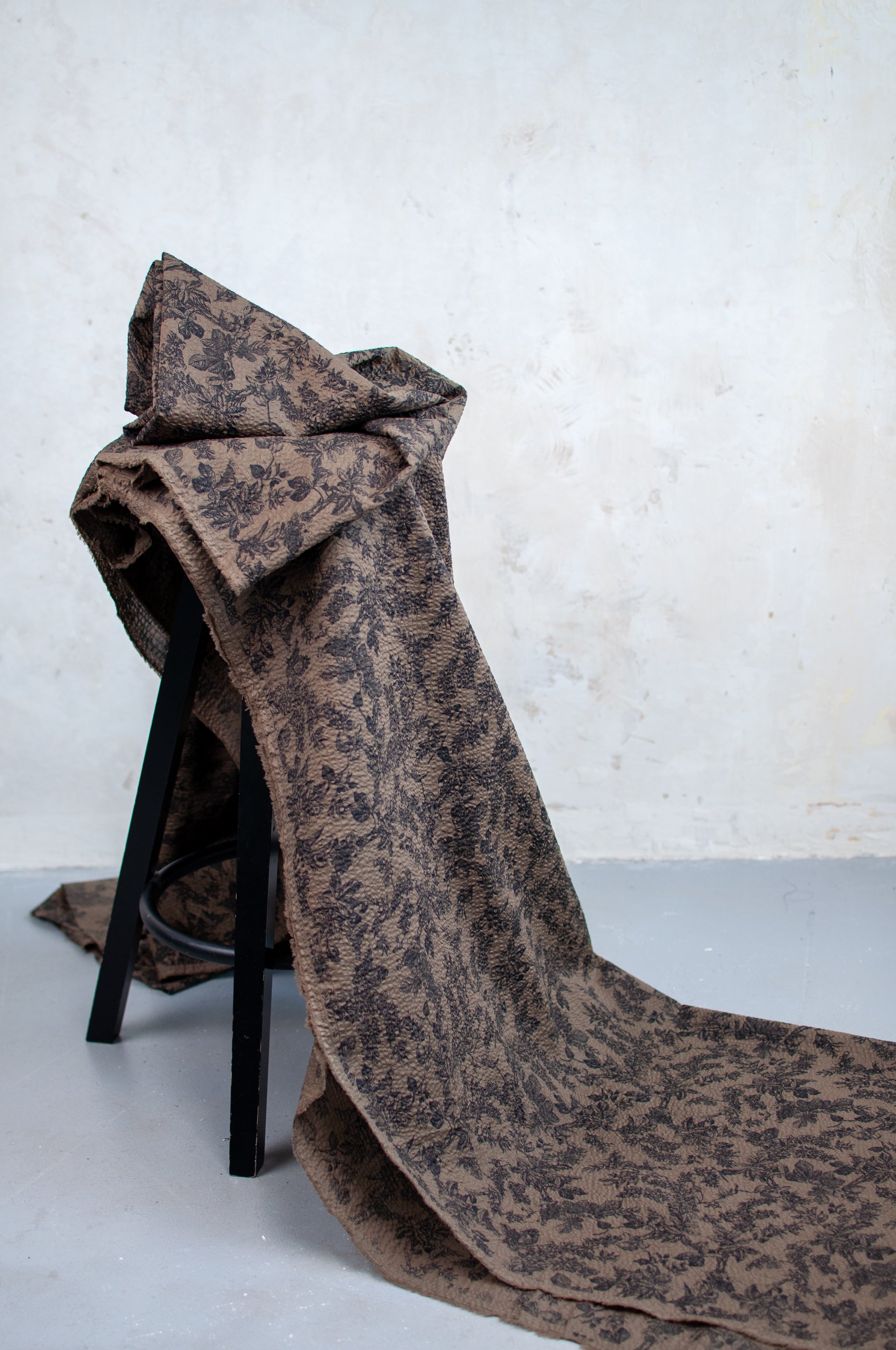 Mori Brown Toile De Jouy Japanese Seersucker