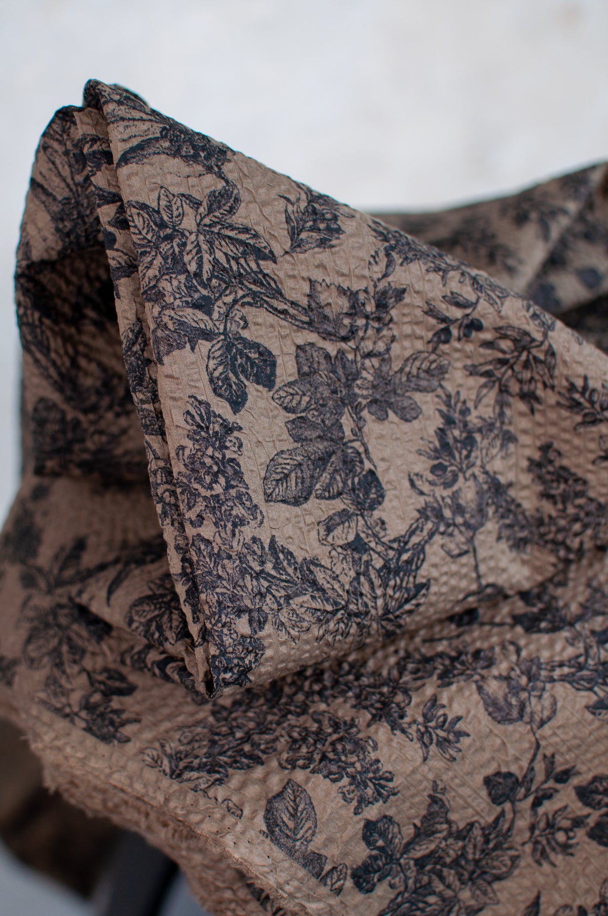 Mori Brown Toile De Jouy Japanese Seersucker