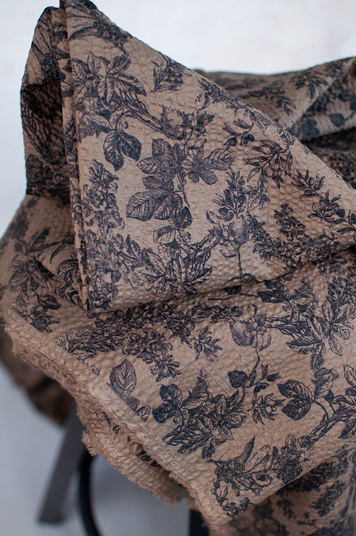 Mori Brown Toile De Jouy Japanese Seersucker