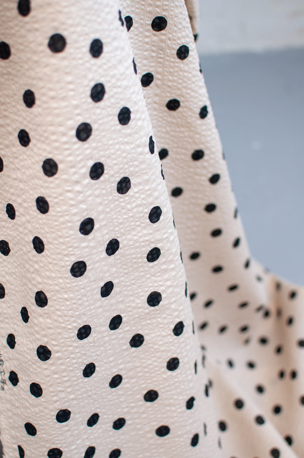 Yoko Beige Dots Japanese Seersucker