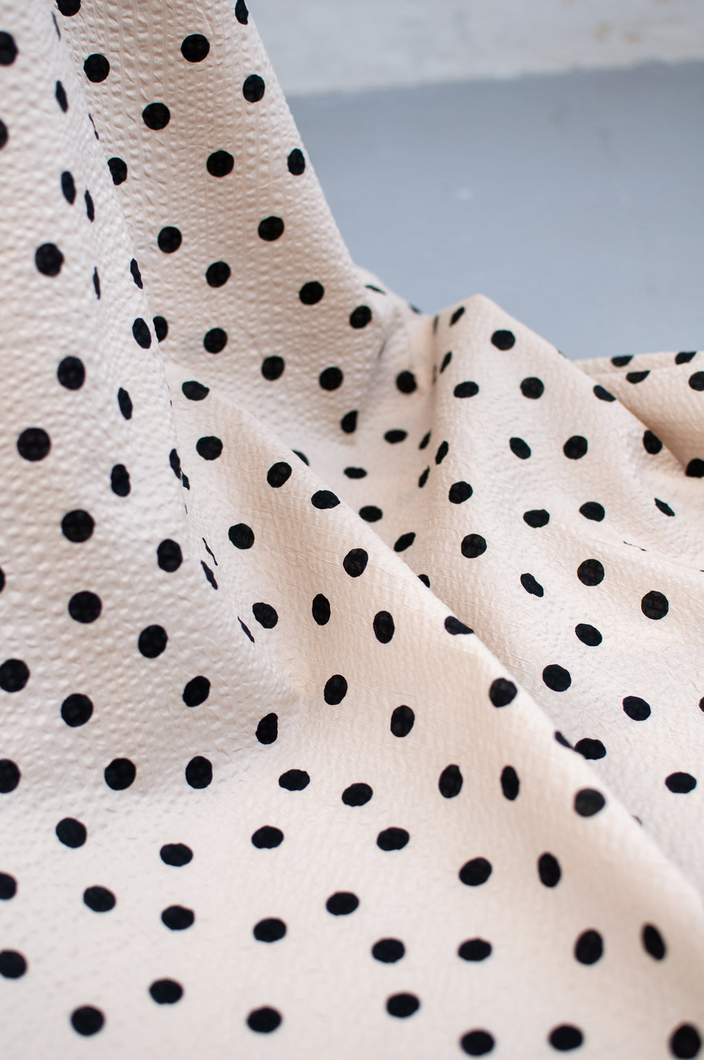 Yoko Beige Dots Japanese Seersucker