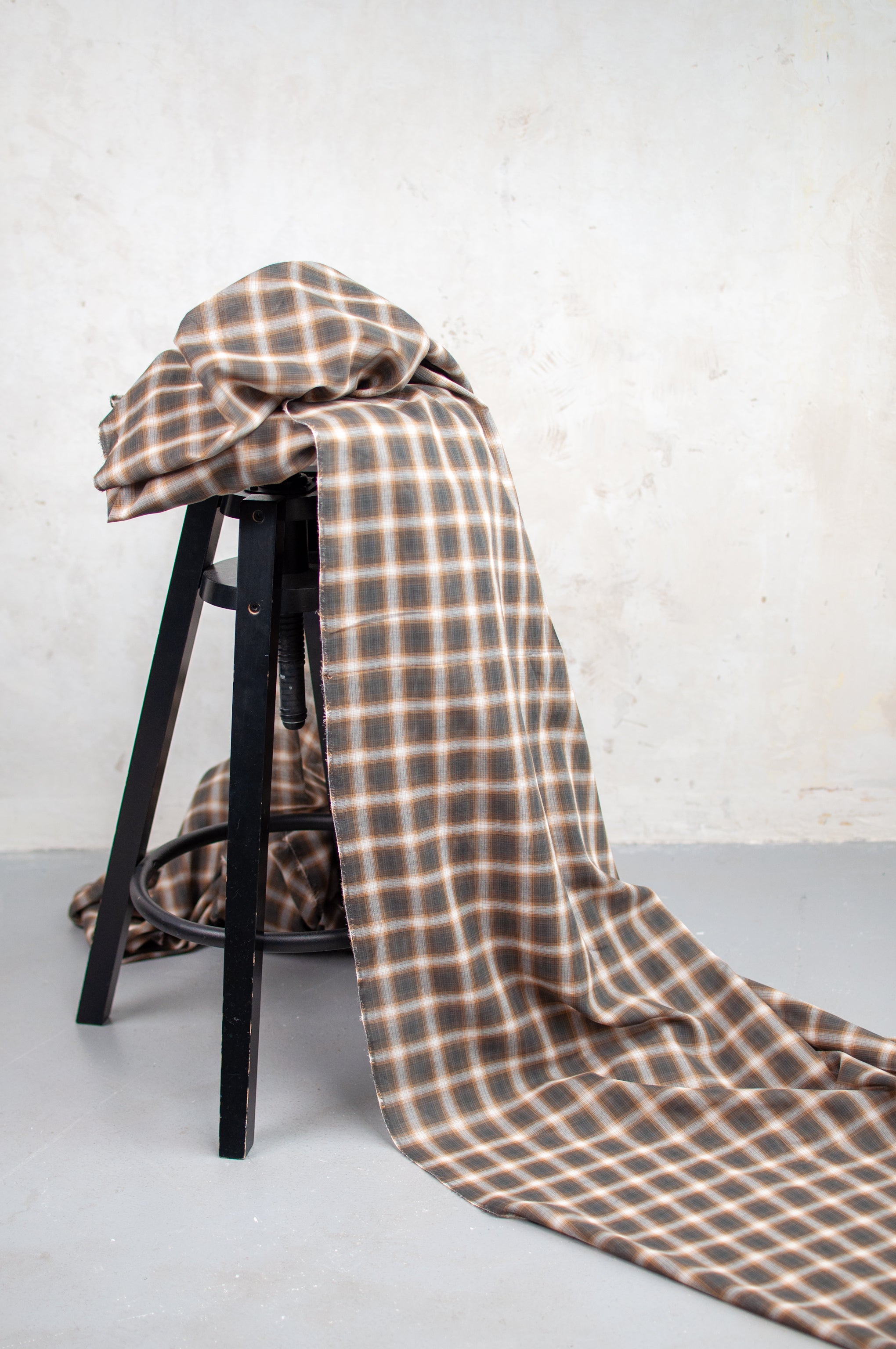 Yuri Blur Brown Checked Japanese Voile