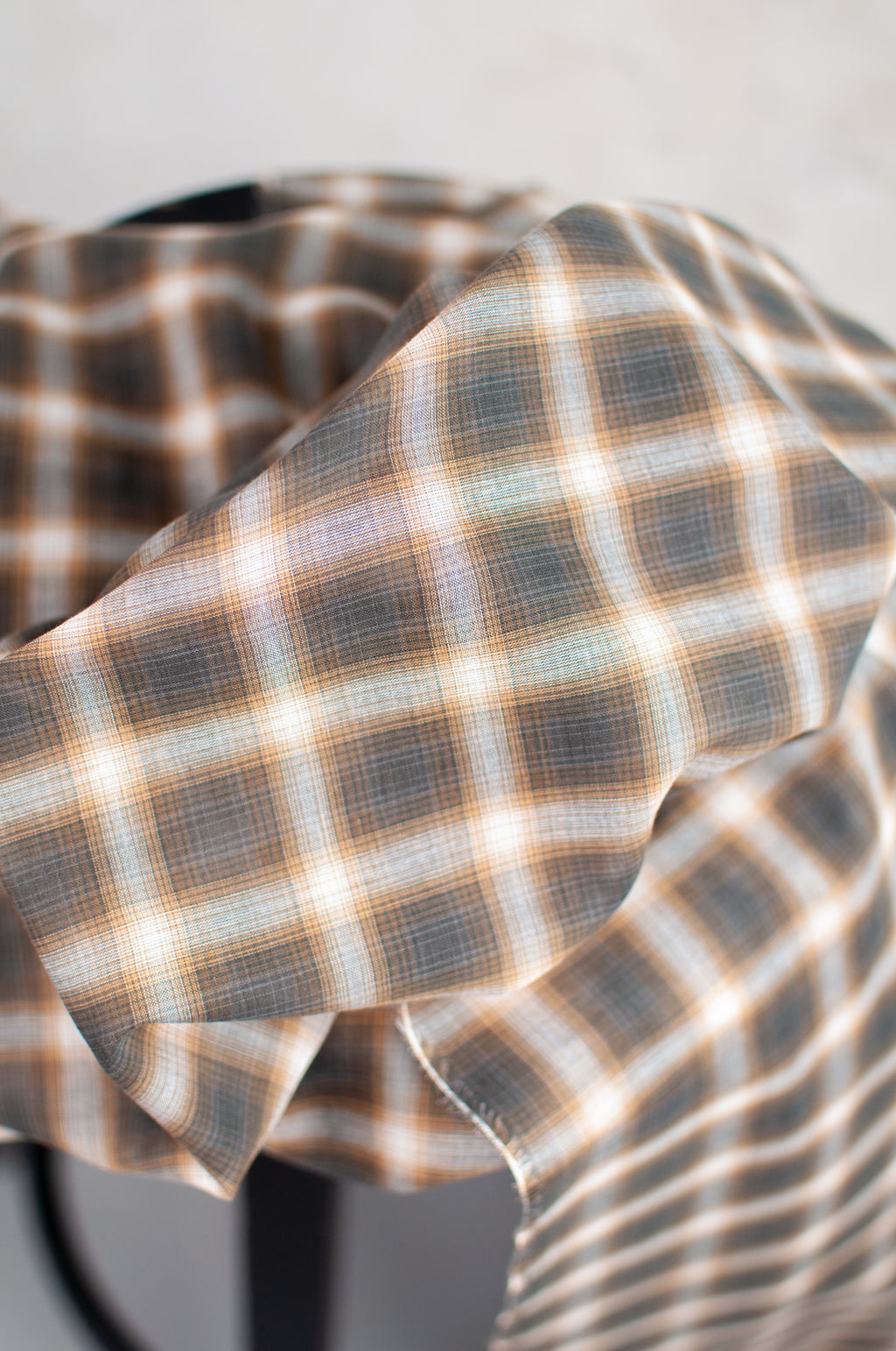 Yuri Blur Brown Checked Japanese Voile