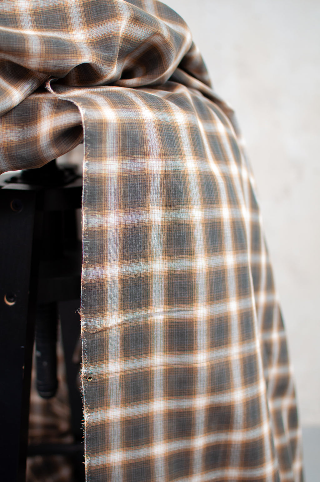 Yuri Blur Brown Checked Japanese Voile
