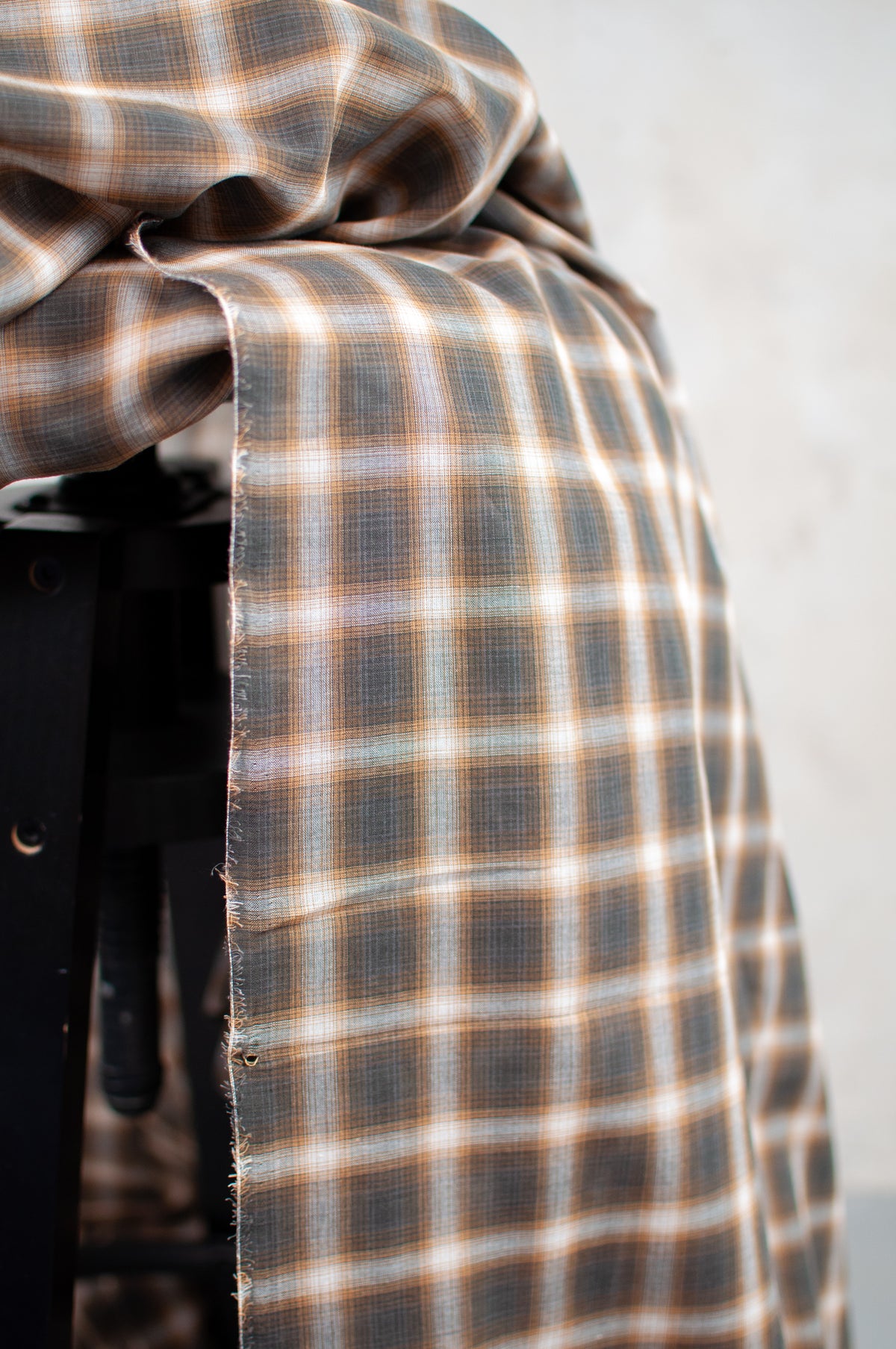 Yuri Blur Brown Checked Japanese Voile