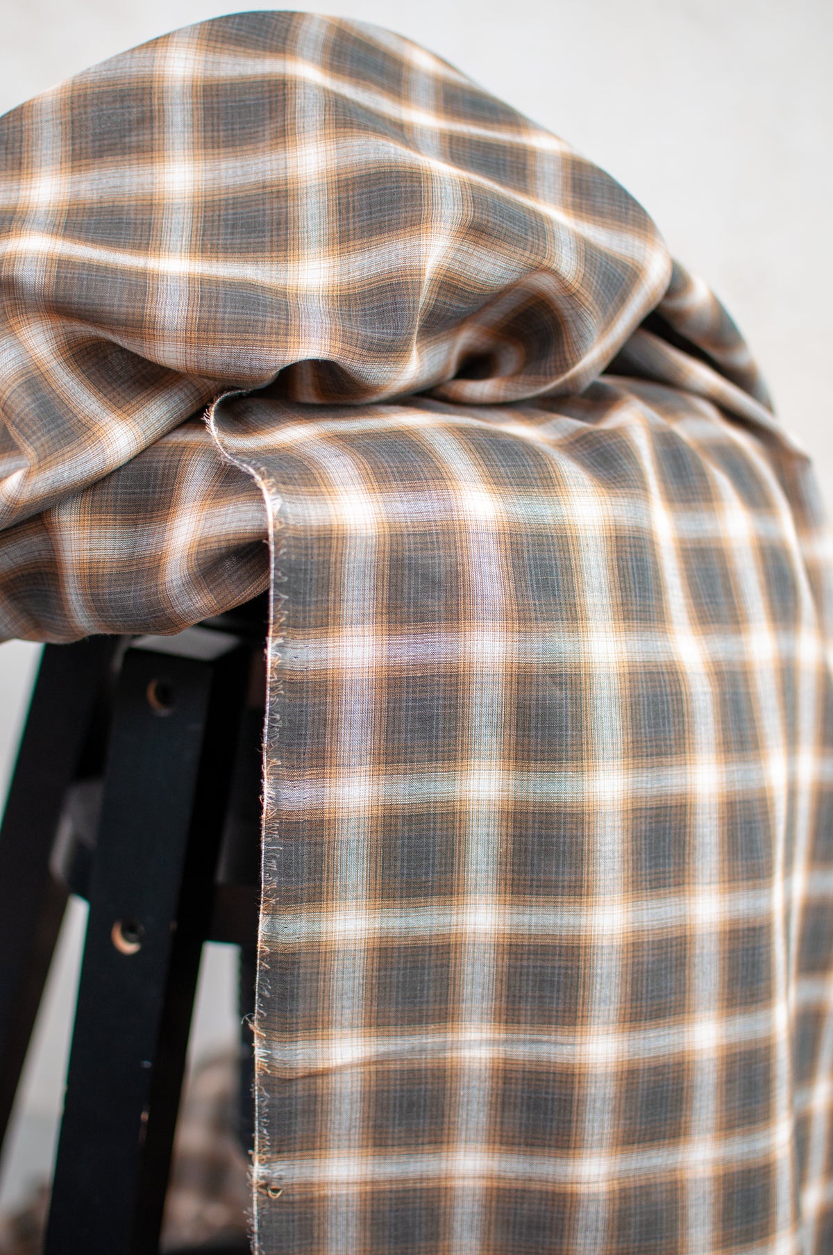Yuri Blur Brown Checked Japanese Voile