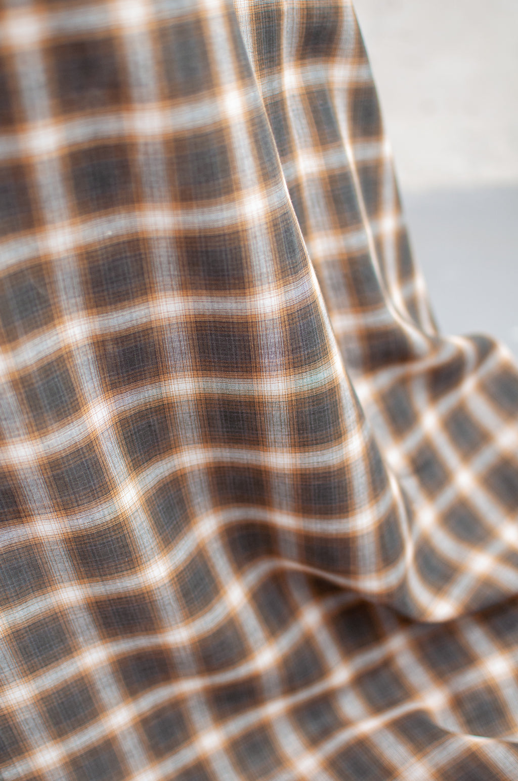 Yuri Blur Brown Checked Japanese Voile