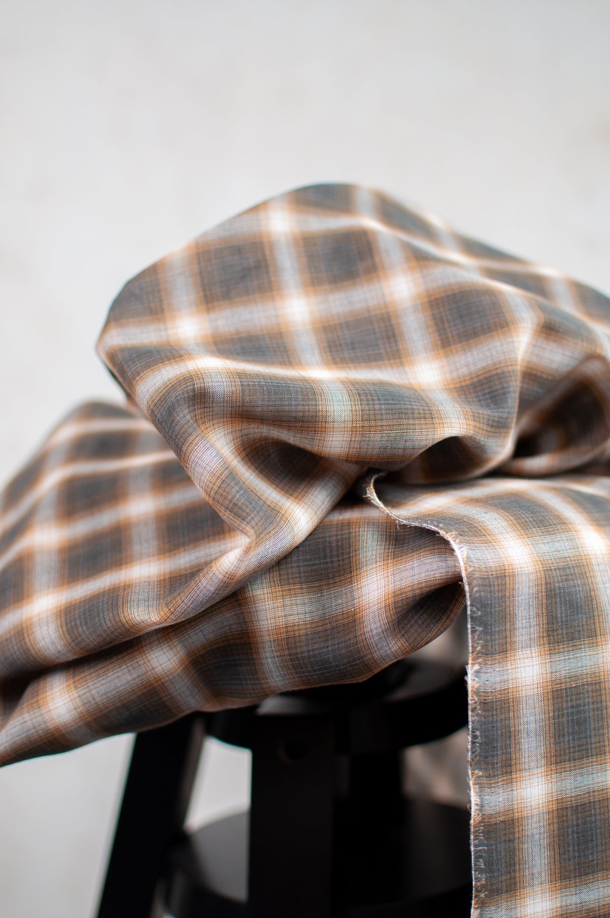Yuri Blur Brown Checked Japanese Voile