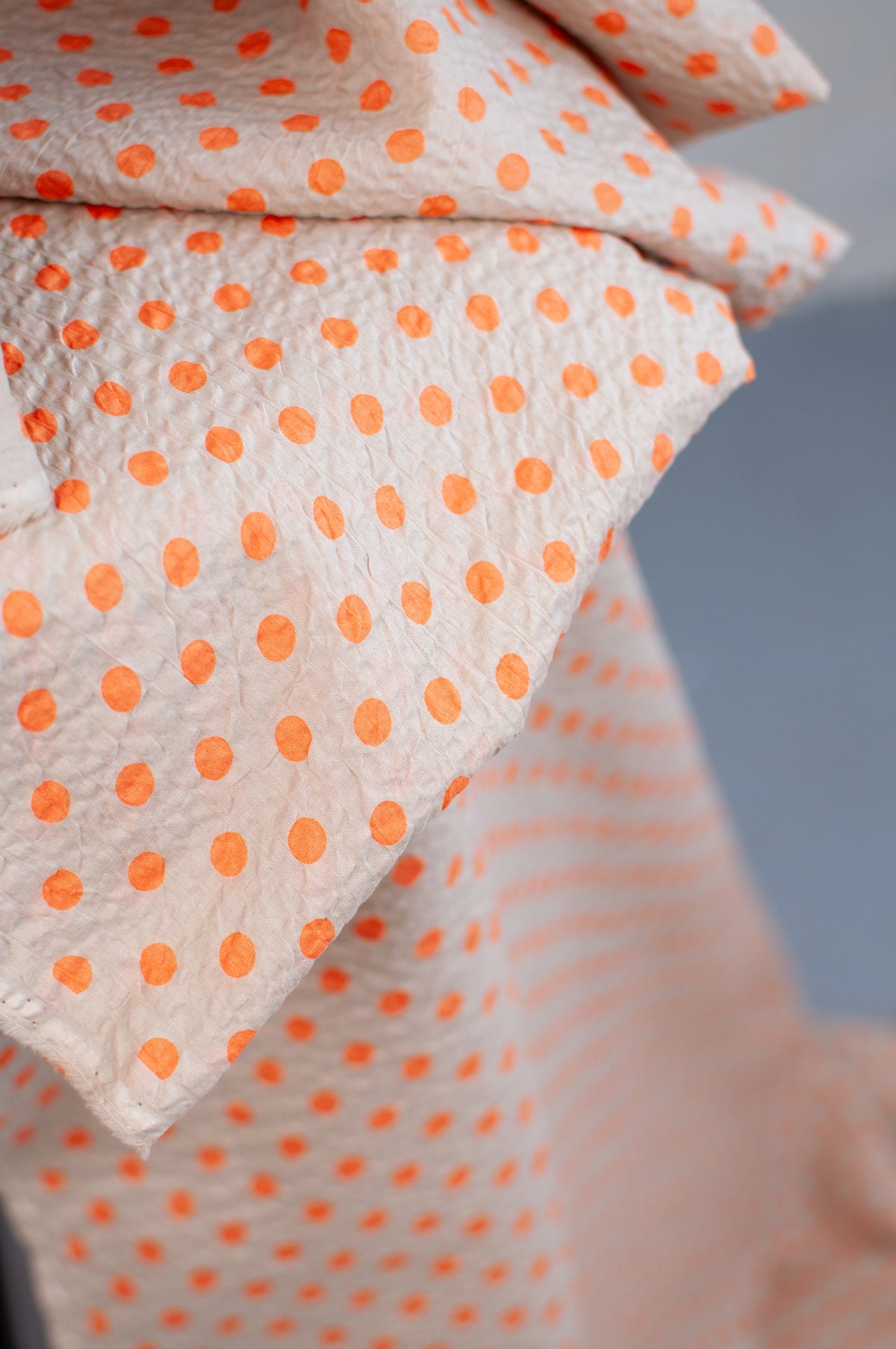 Yuzu Orange Dots Japanese Seersucker