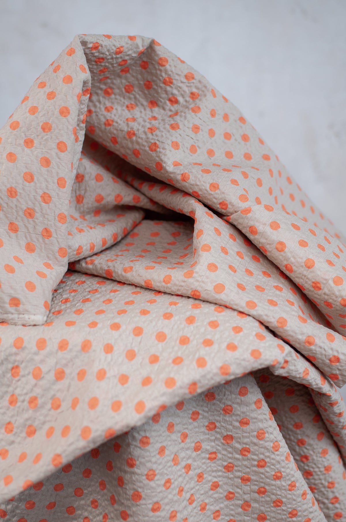 Yuzu Orange Dots Japanese Seersucker